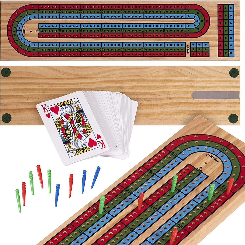 

Cribbage Board Game Set Classic Card Game with Wooden Scoreboard Table Games Kits foldable scoreboard for friends or family