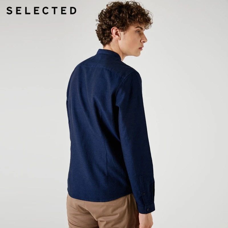 SELECTED male cotton buttons business casual long sleeved shirt S|417305540 | Мужская одежда
