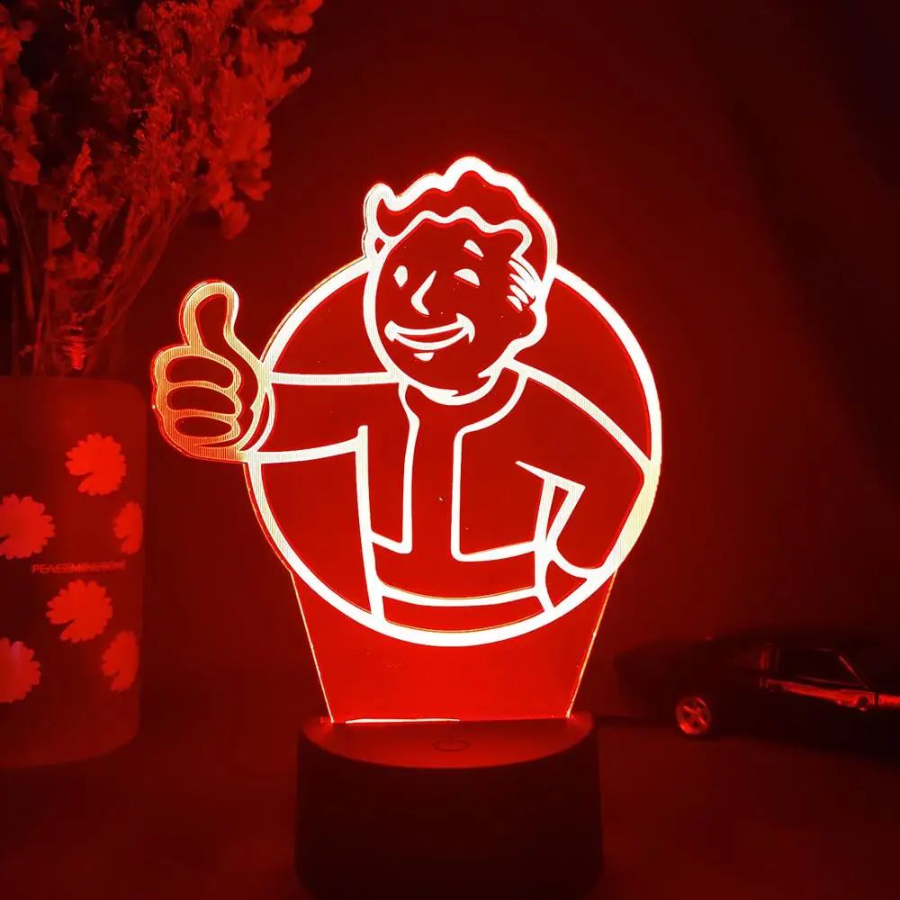 Светодиодный светильник для компьютерного стола с логотипом Fallout 3D ночной