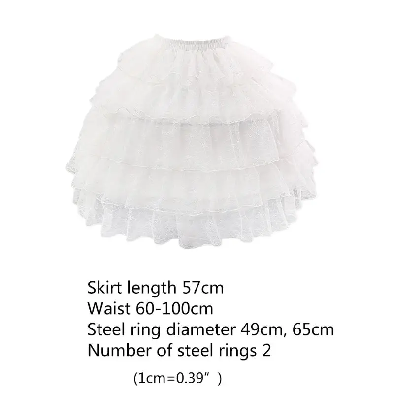 

Vintage Female Tiered Ruffles Lace Short Petticoat 2 Hoops Lolita Cosplay Puffy Bustle Underskirt Wedding Crinoline