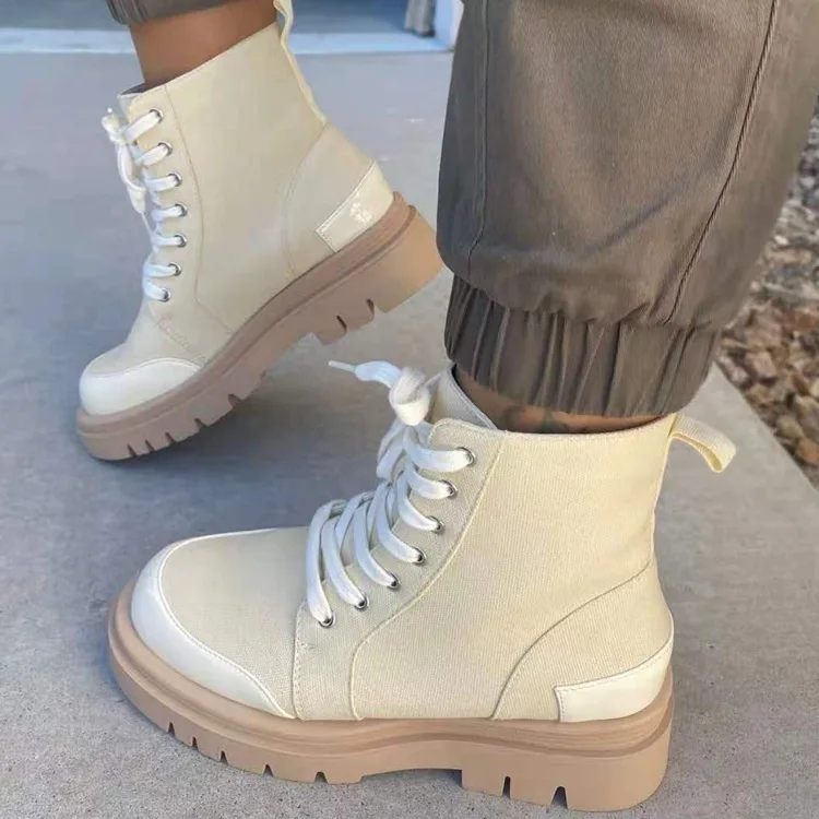 

2021 Women Fashion Boots Women Non-slip Wear-resistant Lace Up Boots Autumn Winter Keep Warm Women Boots Large Size 35~43