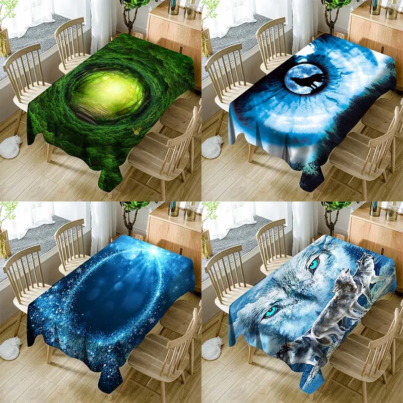 

3D flower polyester printed tablecloth