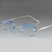 chashma men prescription glasses titanium high quality rimless frame diamond trimmed colored anti reflective anti glare lenses