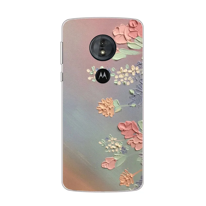 For Motorola Moto g6 play Case Silicon Full flower Painting Soft TPU Back Cover for plus protect Phone bags |