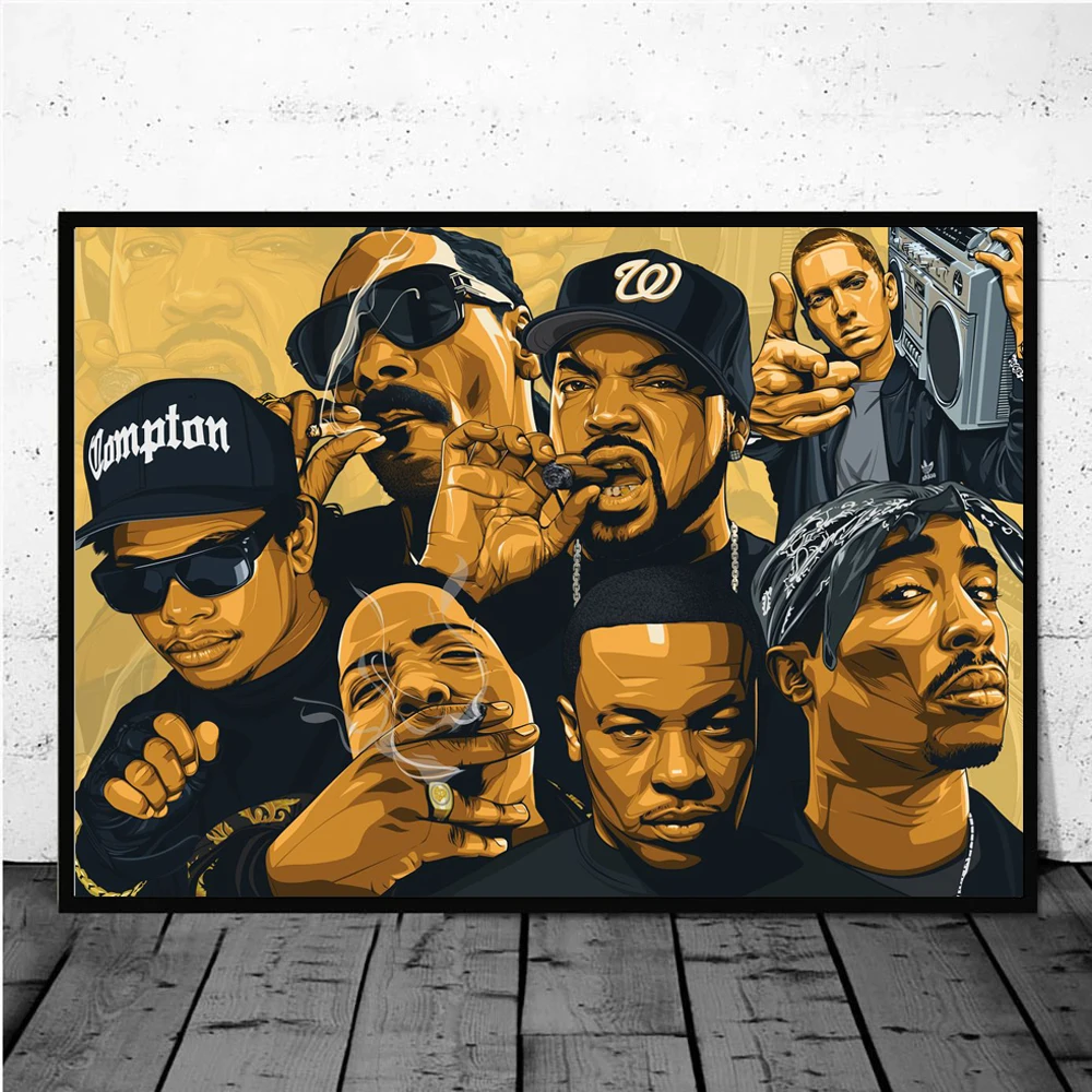 Хип хоп Tupac Rappers 2PAC фигурка портрет настенные плакаты принты Картина на холсте