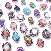 wholesale 24pcs mixed men womens fashion promise vintage beautiful stone alloy jewelry all finger ring set for female resizable