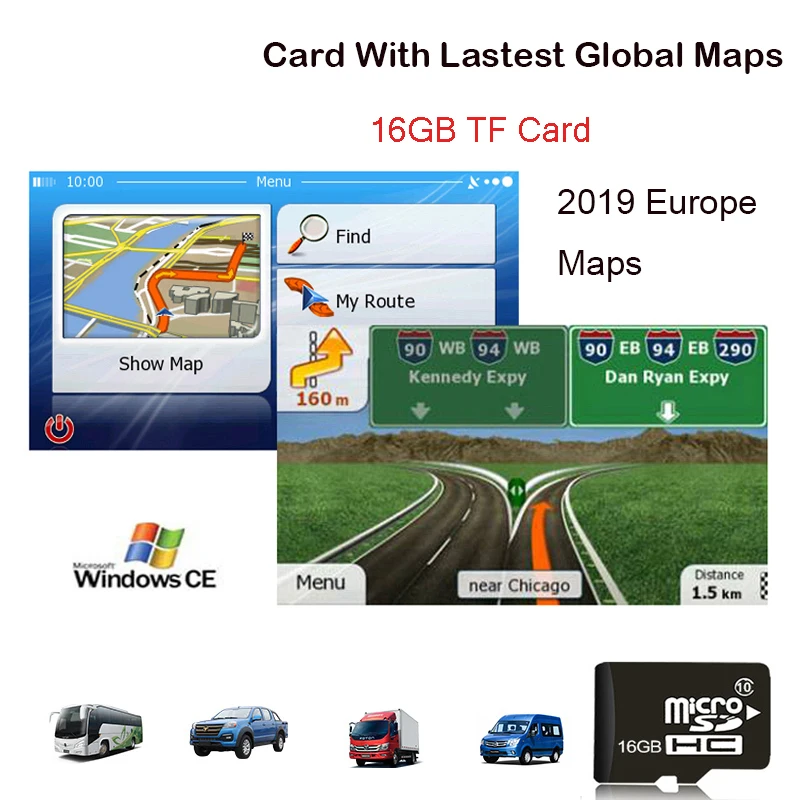 GPS Аксессуары 16G gps карты sd карта 2019 последняя для WinCE Автомобильная навигация