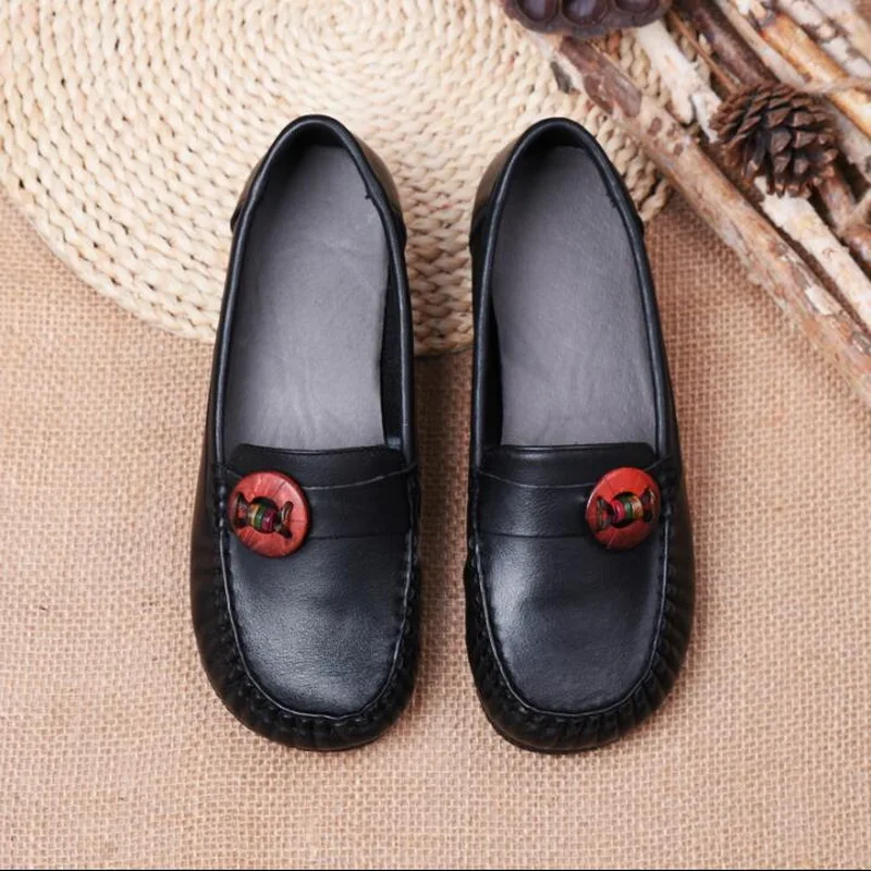 2020 Women Shoes Handmade Loafers Women Flats Genuine Leather Shoes Flat Women Moccasins Soft Bottom Ladies Shoes Plus Size 41