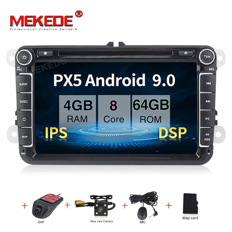 add Camera DVR MEKEDE Android 9,0 4+ 64G ips DSP RDS 8 дюймов сенсорный для VWpassat b7 b6 golf 5 polo tiguan octavia автомобильный аудио bluetooth Радио ipod - Цвет: add Camera DVR