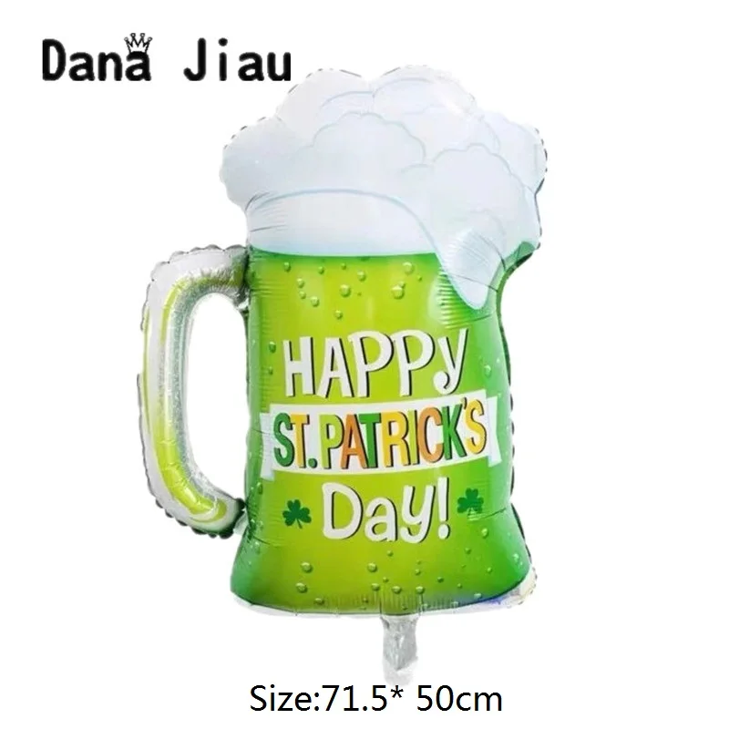 Danajiau больших зеленых стакан для пива воздушный шар из фольги ST.PATRICK'S день с днем
