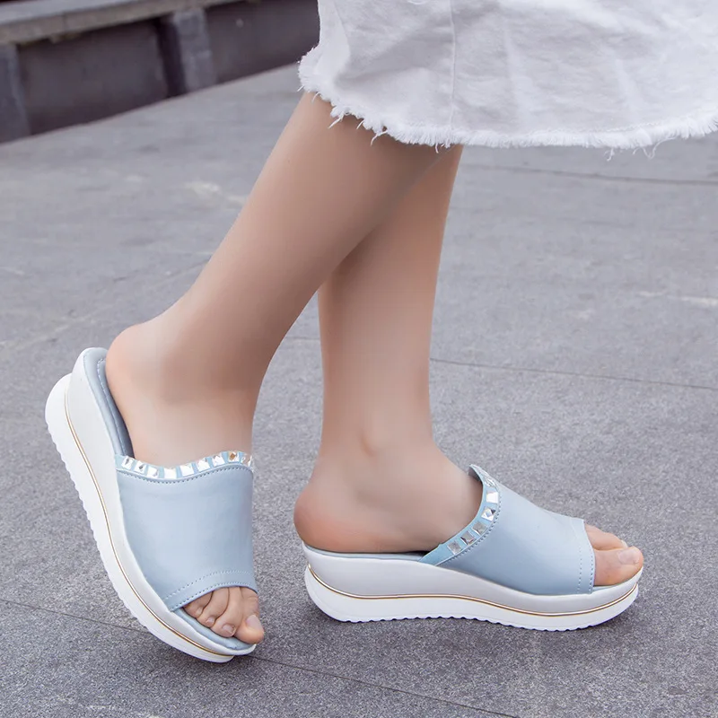 

2020 women's sandals and slippers women's shoes wedge heel sandals thick bottom sandals middle heel comfortable