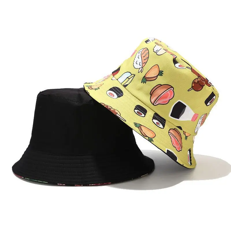 Панама из 2022 хлопка с принтом картофеля фри и бургеров шляпа рыбака уличная