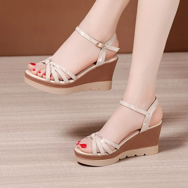 

Plus Size 32-43 Platform Sandals Women Shoes Summer 2021 Open Head High Heels Wedges Sandals Ladies Casual Beach Sandals