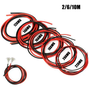 2 м6 м10 м 12AWG 14AWG 16AWG 18AWG 20AWG 22AWG фототройная проволока, испытательная линия высокой температуры (EX. : 2 м = 1 м черный + 1 м красный)