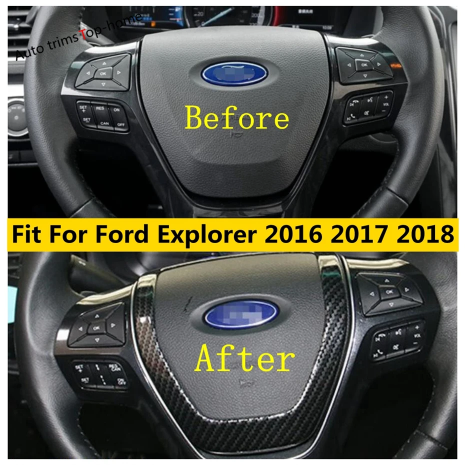 Декоративная рамка рулевого колеса для Ford Explorer 2016 2017 2018 ABS из углеродного волокна