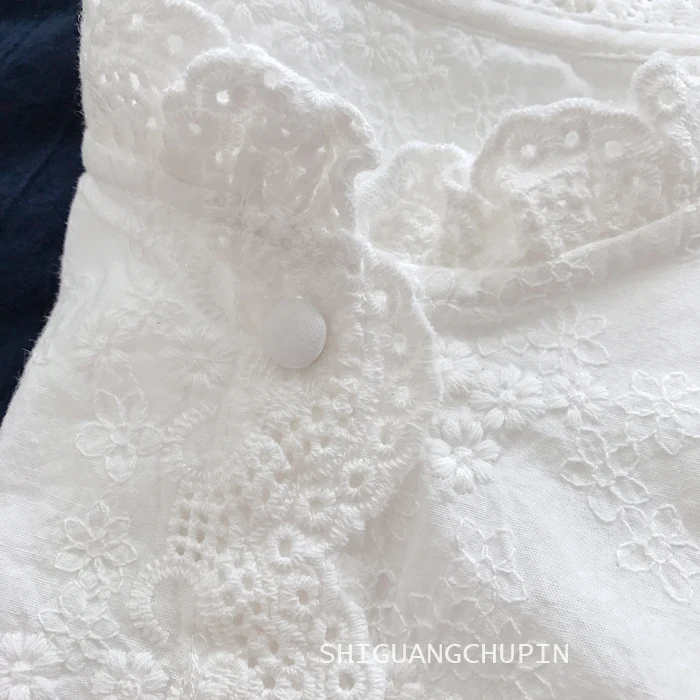 Маленькая рубашка с длинными рукавами и вышивкой Женская милая белая рубашка| |