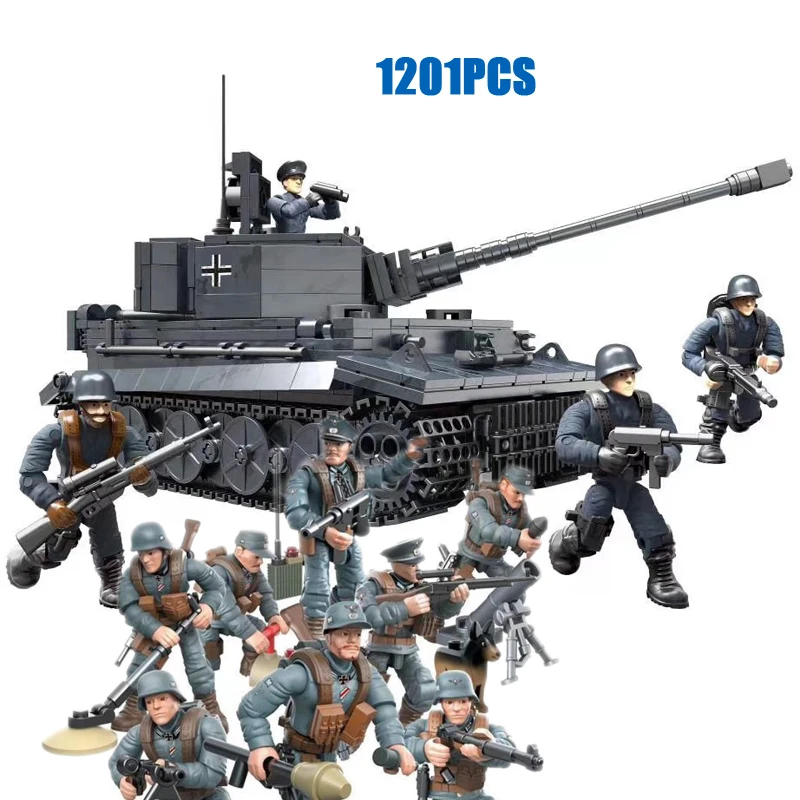 Военный танк Sd.Kfz.181 Panzerkampfwagen VI Ausf.E Tiger I mega block ww2 1:35 весы немецкие армейские фигурки