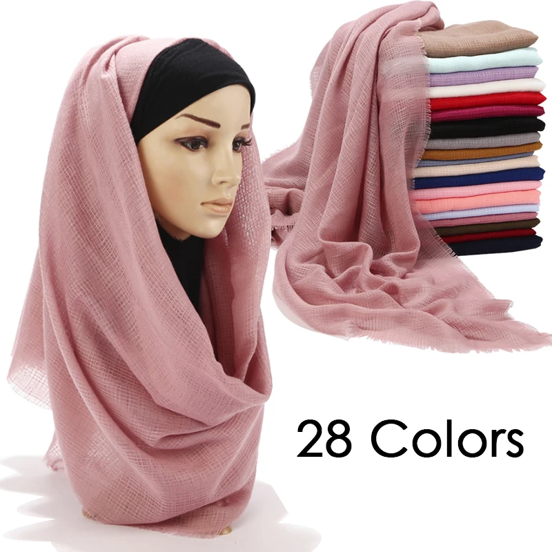 

90*180cm Fashion Islamic Head Wraps Hijab Muslim Crinkle Hijab Scarf Women Soft Cotton Blended Headscarf Shawls Female