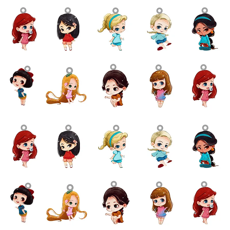 

Disney Q Version Princess Epoxy 2D Pendant Charms Single-sided Printing Resin Jewelry Makings DIY Decoration Accessories FSD337