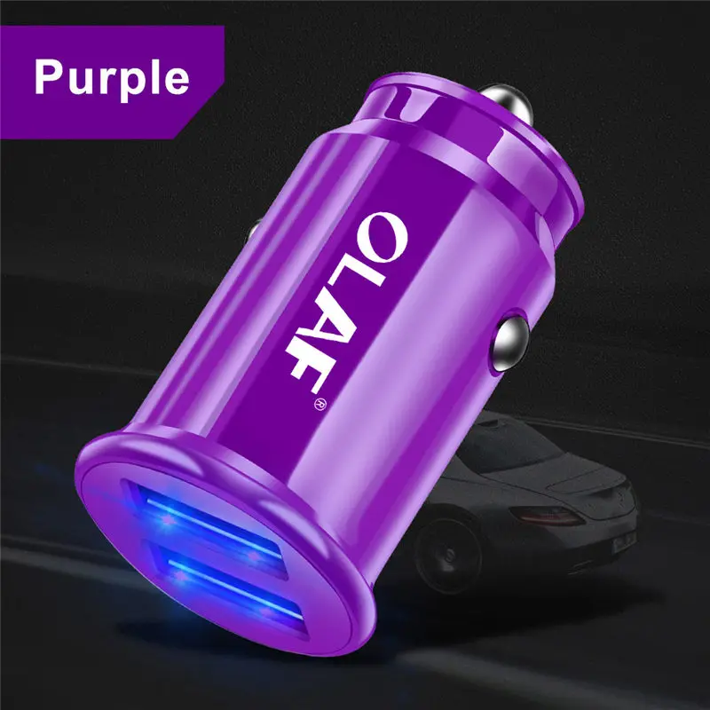 Purple Автомобильное зарядное устройство Dual USB быстрое зарядное устройство для Samsung S8 S9 S10 iPhone XS Max Xiaomi huawei Mini Мобильный автомобильный телефон зарядное устройство адаптер в автомобиле - Тип штекера: Purple