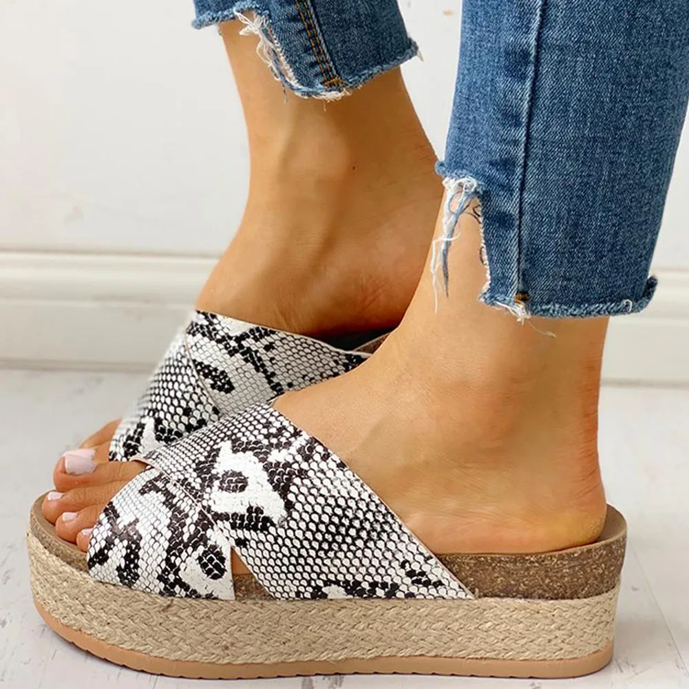 

DORATASIA Big Size 44 New Ladies Flat Summer Slippers Leopard Platform Slippers Women Casual Vacation Sandal Slides Shoes Woman