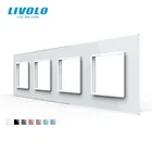 Панель переключателей Livolo из белого хрусталя, 294 мм х 80 мм, стандарт ЕС, панель из четырехместного стекла для настенной розетки C7-4SR-11, без логотипа