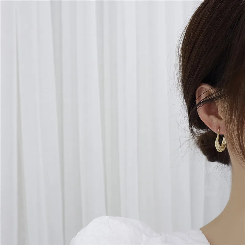 

Summer New Bling Crystal Zircon Gold Earrings Women European and American Fashion Statement Earrings Luxury Jewelry Accessories