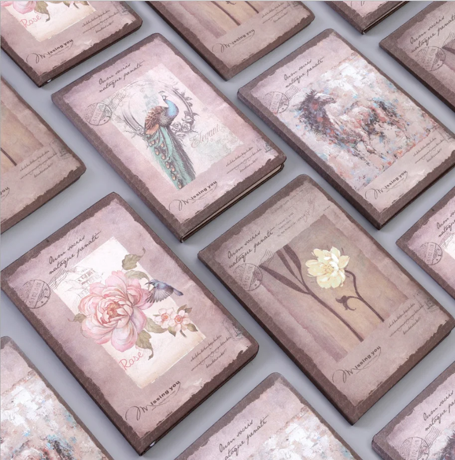 

Блокнот в европейском аристократическом ретро-стиле с цветами и птицами, блокнот в твердой обложке для литературы и искусства с заметами дл...