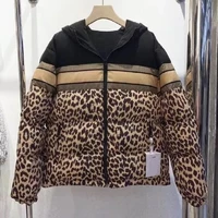 big brand winter pu coating leopard print loose womens hooded down jacket 2021new womens clothing high quality top coat y2k xl