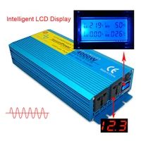 4000w dc 12v24v to ac 110v220v digital screen pure sine wave inverter camping boat converter with lcd display 2 ac out