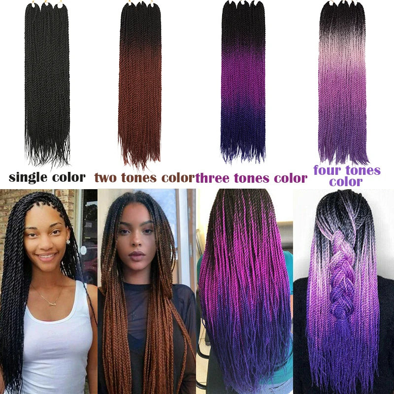 BENEHAIR Senegalese Twist Hair Crochet Braids Synthetic Braiding Extensions 30 Roots/pack Ombre For Women |
