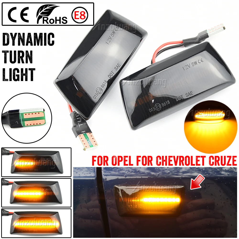 

2pcs Dynamic LED Car Side Marker Lights Repeater Signal Lights For Opel Insignia Astra H Zafira B Corsa D For Chevrolet Cruze