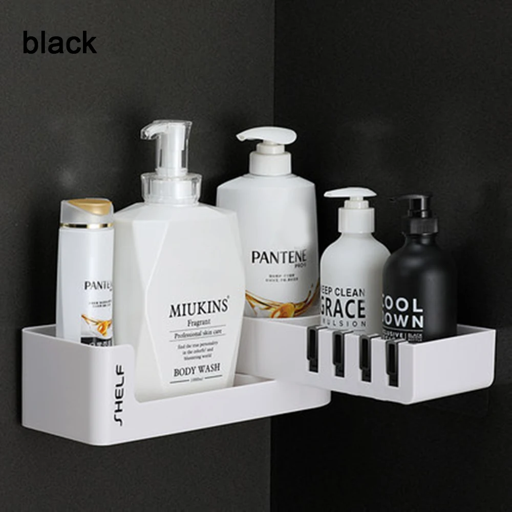 Креативная полка для ванной комнаты настенная треугольная с отверстиями туалета