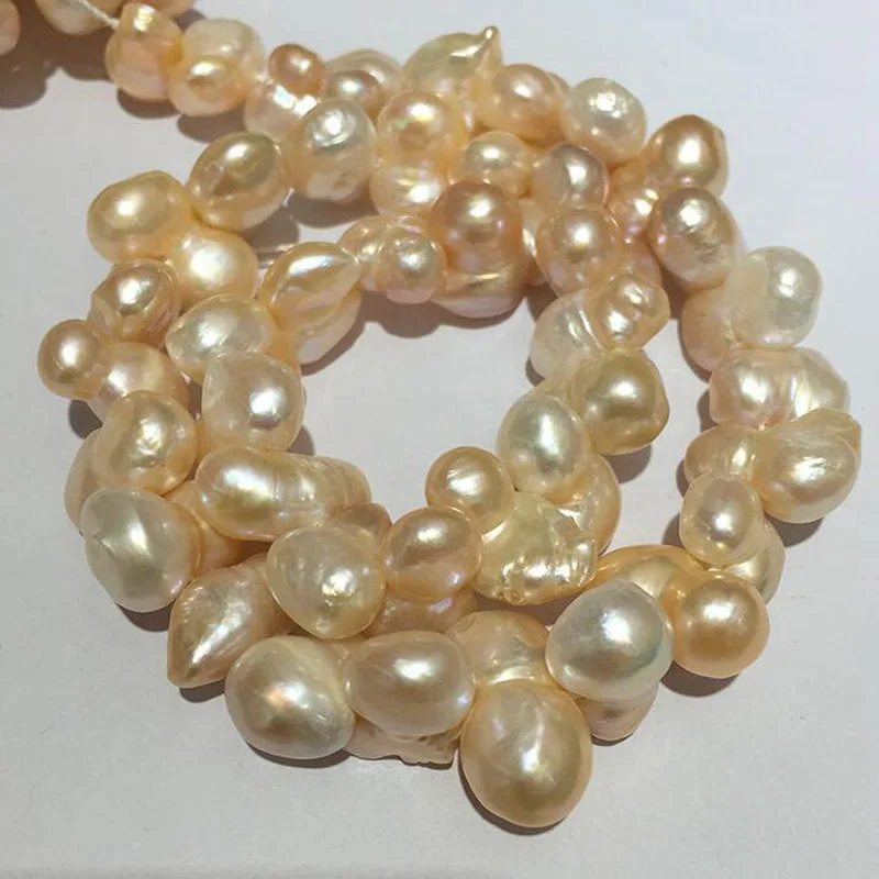 

16 inches 10-20mm Natural Pink Vertically Drilled Baroque Peanut Pearl Loose Strand