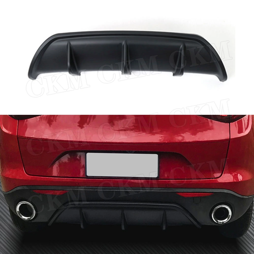 

Rear Bumper Lip Diffuser For Alfa Romeo Stelvio 2017 -2019 Carbon Fiber/ABS Fins Shark Style Rear Hugger Plate Fender Cover