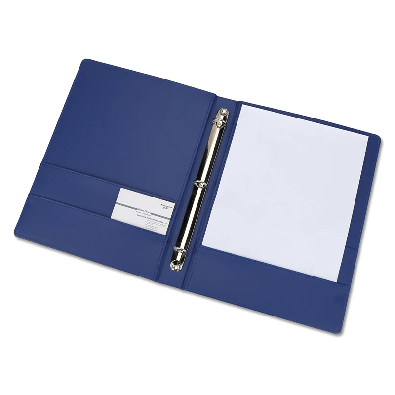 A328 DARK BLUE Профессиональный положить 100 Бумага листы из искусственной кожи A4 Тетрадь журнальный столик с металлическими Нержавеющая сталь спираль 3 кольцах журнал - Цвет: A328 DARK BLUE
