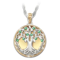 exquisite round tree of life inlaid with green zircon blessing a beautiful life every day womens pendant necklace jewelry