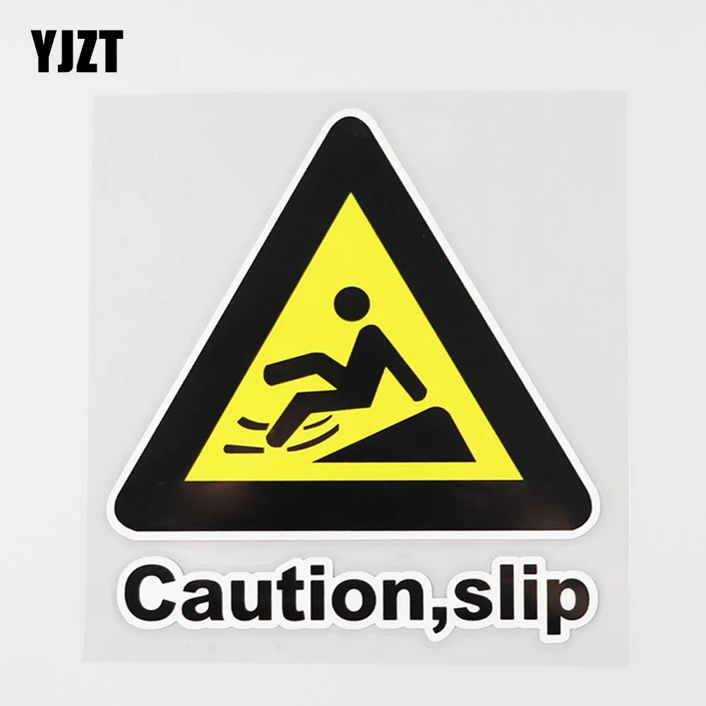 

YJZT 11.4CM×12.6CM Beware of Slipping Caution Decal PVC Car Sticker 12C-0165
