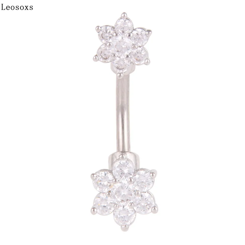 

Leosoxs 1 Pcs Hot Sale Flower Hypoallergenic Stainless Steel Belly Button Button Belly Button Ring Body Piercing Jewelry