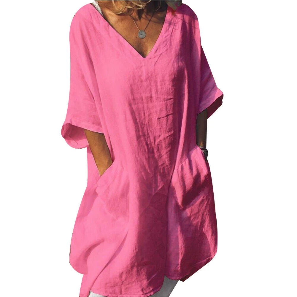 Полурукав большой качели подарок на каждый день Твердые V шеи мешковатые женские