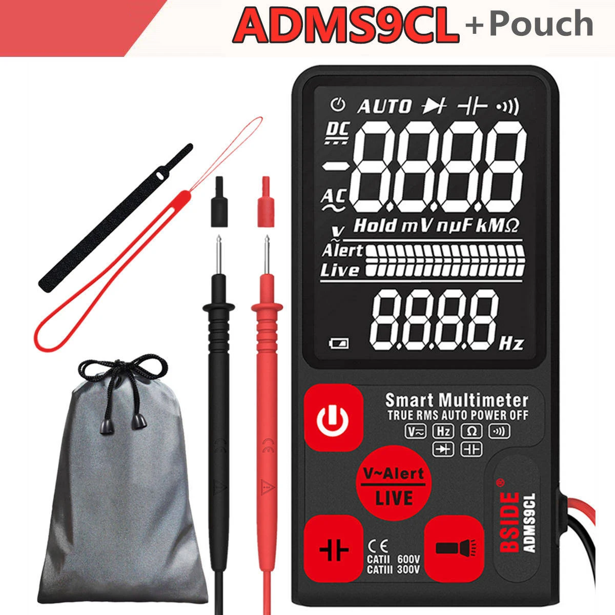 ADMS9CL-Pouch ADMS7 тестер напряжения 3,5 ''большой ЖК-цифровой умный мультиметр тройной дисплей TRMS 6000 отсчетов DMM с аналоговым барграфом - Цвет: ADMS9CL-Pouch