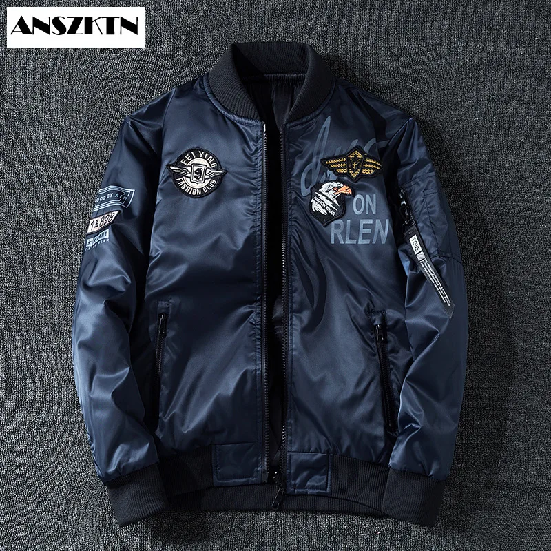 

ANSZKTN New Arrival Men's High Quality Mens Windbreaker Hooded Coat air force Bomber Zipper Jacket Male Casual Streetwear coats