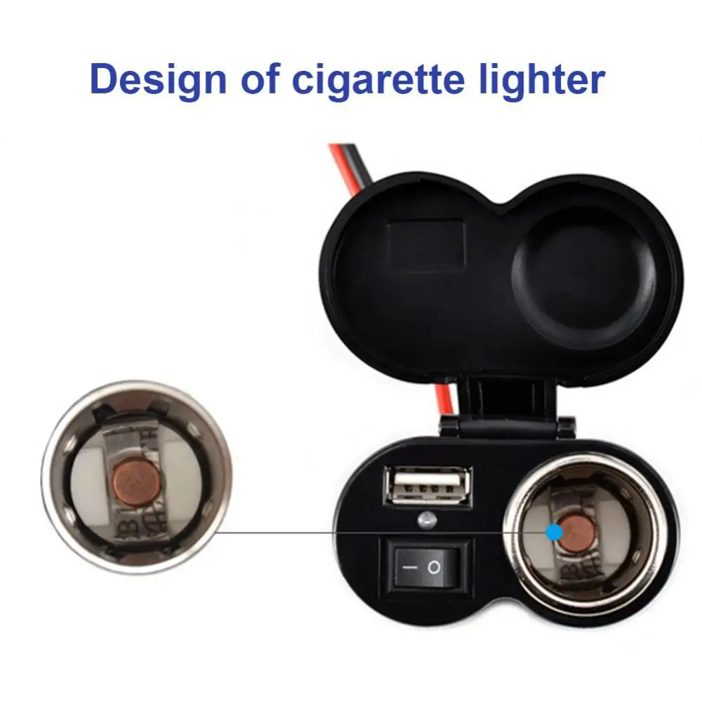 

Motorcycle 12V Cigarettes Lighter Waterproof Power Charger USB Socket Kit Supply