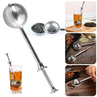 tea infuser stainless steel sphere mesh tea strainer telescopic coffee herb spice filter diffuser handle red gold tea ball
