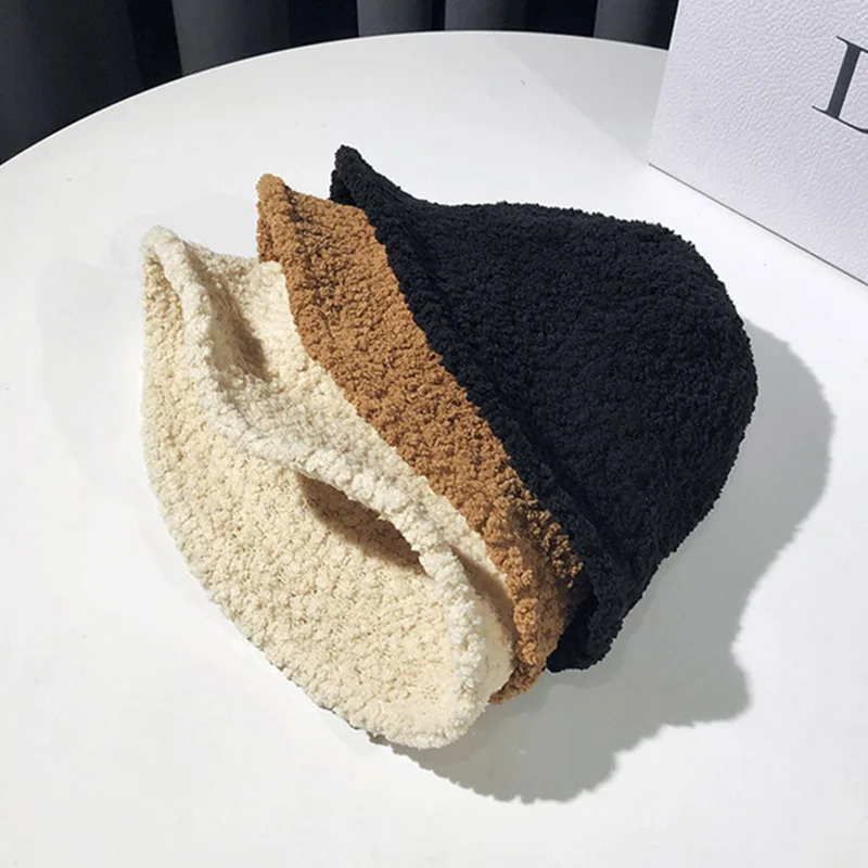 Шапка рыбака Женская однотонная с широкими полями из овечьей шерсти | Шапки-бини