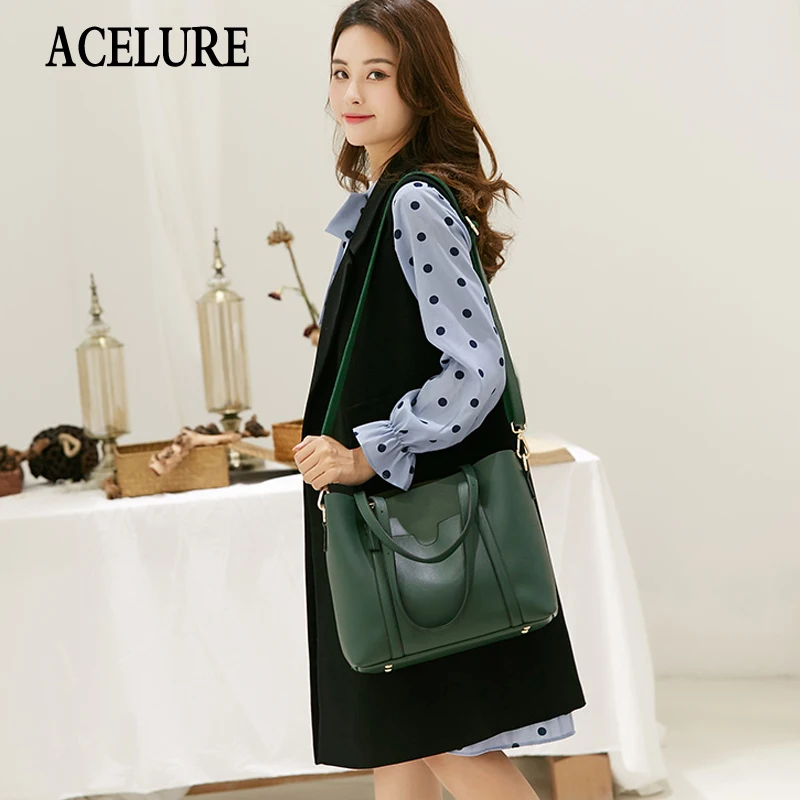 

Вместительные ручные сумки ACELURE для женщин, мессенджеры, однотонные мягкие сумки на плечо из искусственной кожи, модные повседневные тоуты ...