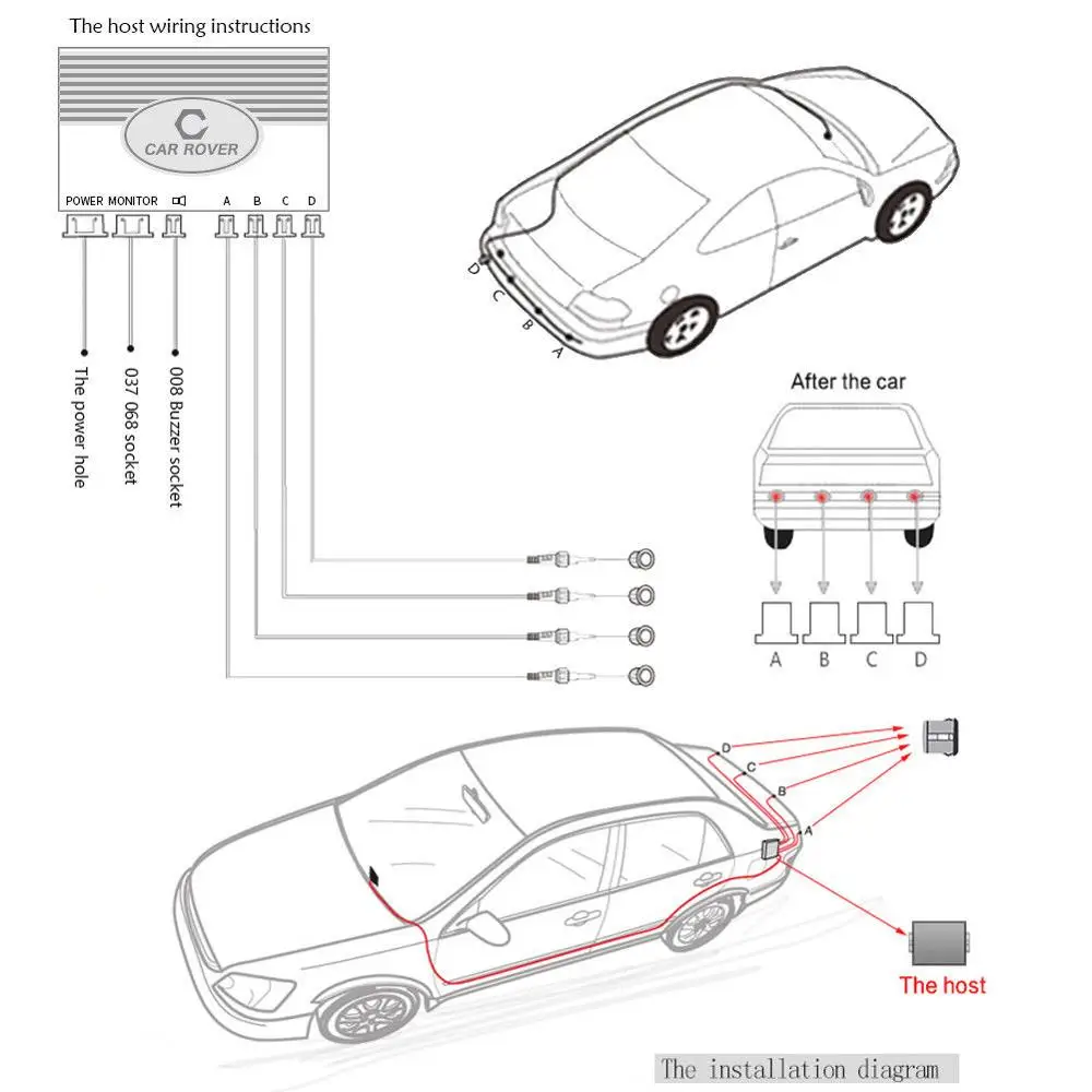 Автомобильный парктроник светодиодный датчик парковки с 4 датчиками заднего