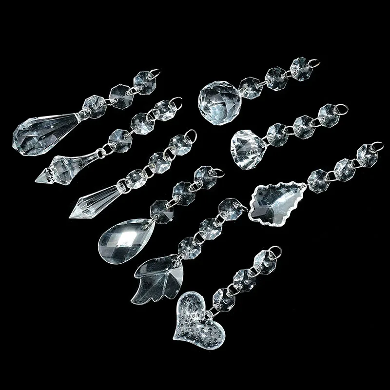5pcs acrylic crystal beads pendants maple leaf drop glass crystals beads for chandelier curtain hanging ornaments wedding decor free global shipping