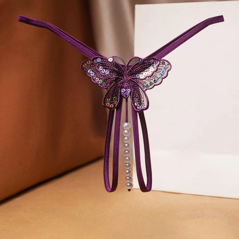 

Горячие стринги с открытым разрезом, Жемчужное сексуальное массажное женское нижнее белье, сексуальные блестящие вышитые прозрачные сетча...