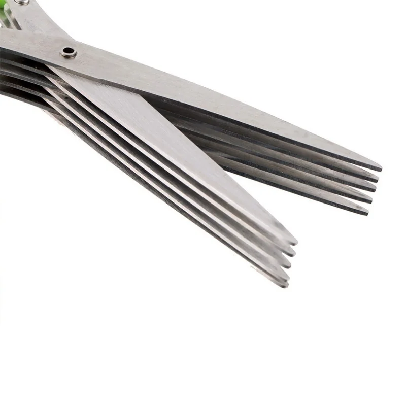 

15cm Minced 5 Layers Basil Rosemary Kitchen Scissor Shredded Chopped Scallion Cutter Herb Laver Spices Cook Tool Cut